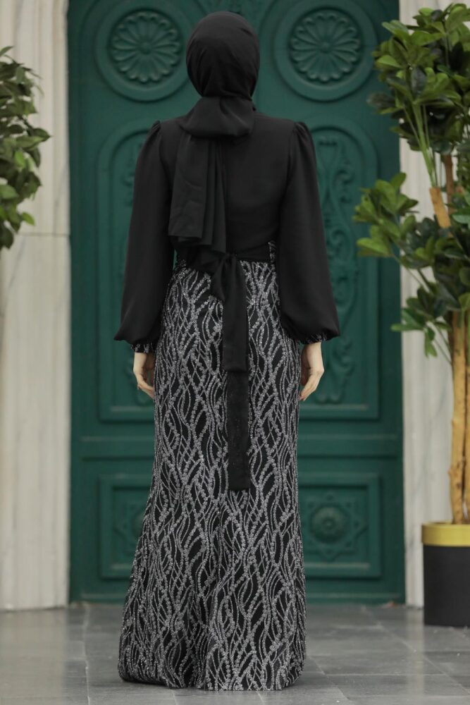 Luxury Black Islamic Clothing Evening Gown 22213S - 4