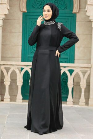 Neva Style - Luxury Black Modest Islamic Clothing Evening Dress 3862S - 2