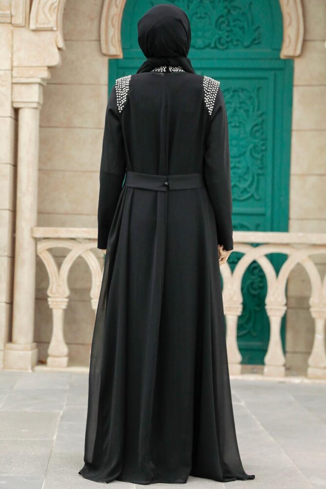 Neva Style - Luxury Black Modest Islamic Clothing Evening Dress 3862S - 4