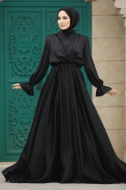 Neva Style - Luxury Black Modest Islamic Clothing Wedding Dress 39192S - Thumbnail