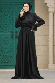 Neva Style - Luxury Black Modest Islamic Clothing Wedding Dress 39192S - Thumbnail