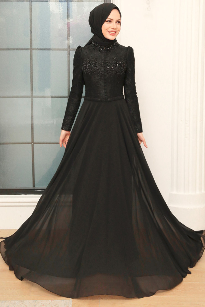 Neva Style - Luxury Black Muslim Bridal Dress 762S - 1