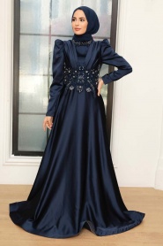 Neva Style - Luxury Black Muslim Long Sleeve Dress 22640S - Thumbnail