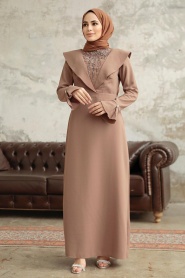 Neva Style - Luxury Camel Islamic Bridesmaid Dress 38091C - Thumbnail