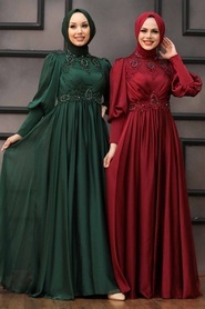 Neva Style - Luxury Claret Red Modest Prom Dress 22101BR - Thumbnail
