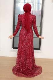 Neva Style - Luxury Claret Red Muslim Fashion Wedding Dress 22633BR - Thumbnail