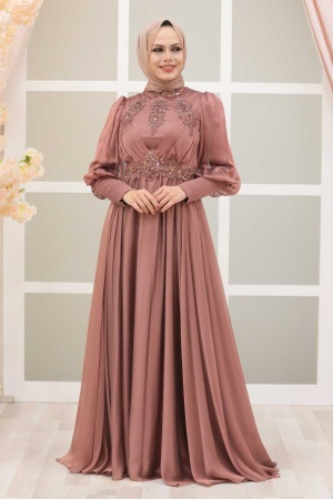 Neva Style - Luxury Cooper Modest Prom Dress 22101BKR - 3