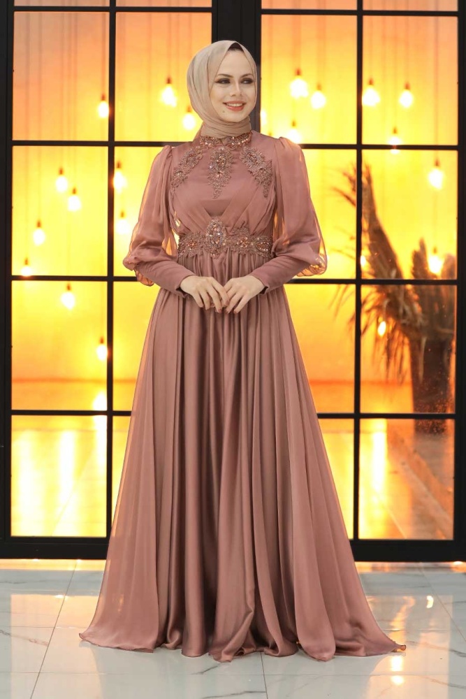 Neva Style - Luxury Cooper Modest Prom Dress 22101BKR - 1