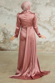 Neva Style - Luxury Copper Hijab Evening Dress 22830BKR - Thumbnail