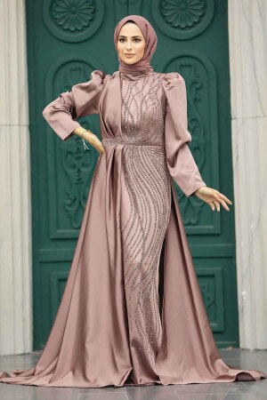 Luxury Copper Hijab Wedding Dress 23221BKR - 2