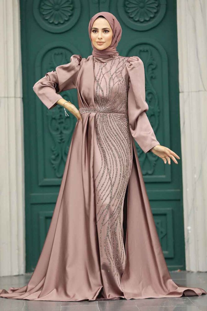 Luxury Copper Hijab Wedding Dress 23221BKR - 2