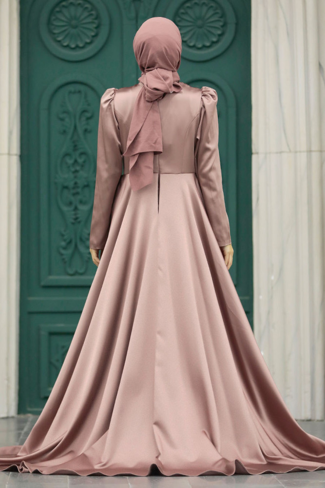 Luxury Copper Hijab Wedding Dress 23221BKR - 3