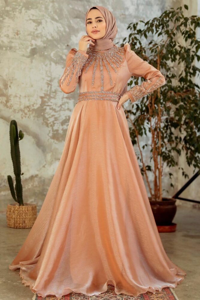 Neva Style - Luxury Copper Muslim Evening Gown 3774BKR - 1