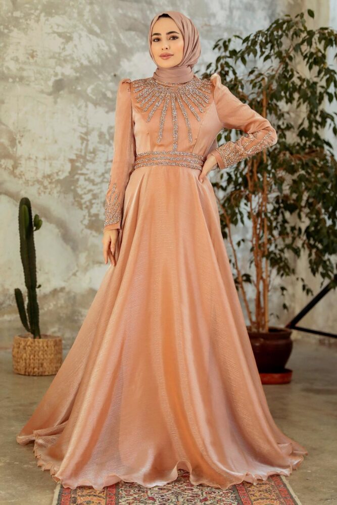 Neva Style - Luxury Copper Muslim Evening Gown 3774BKR - 2