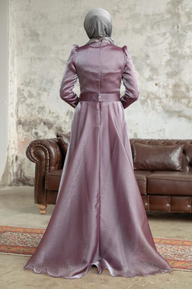 Neva Style - Luxury Dark Lila Muslim Evening Gown 3774KLILA - 4