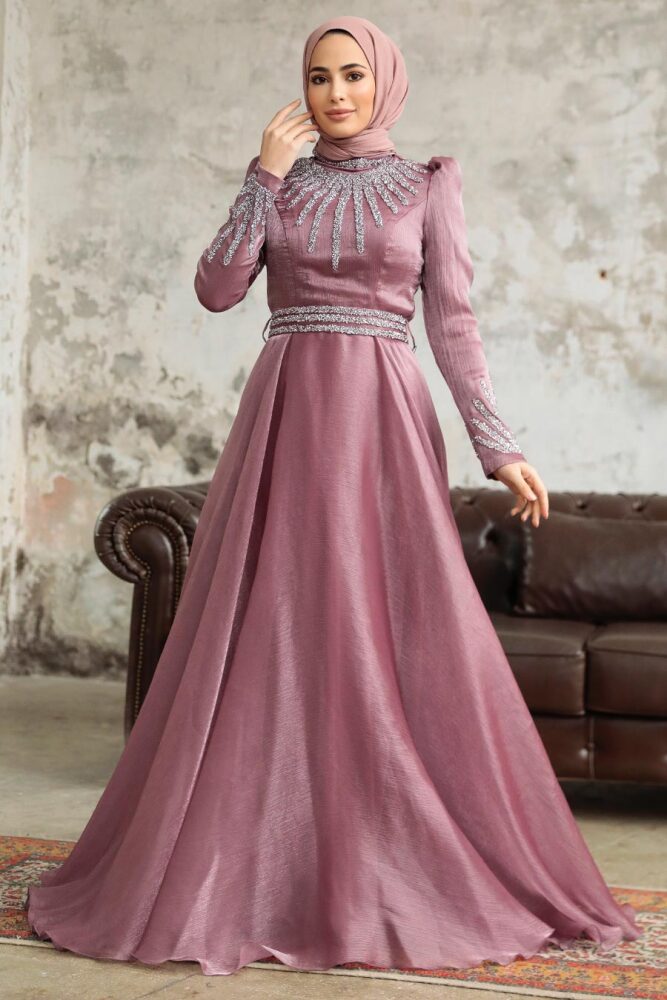 Neva Style - Luxury Dusty Rose Muslim Evening Gown 3774GK - 1