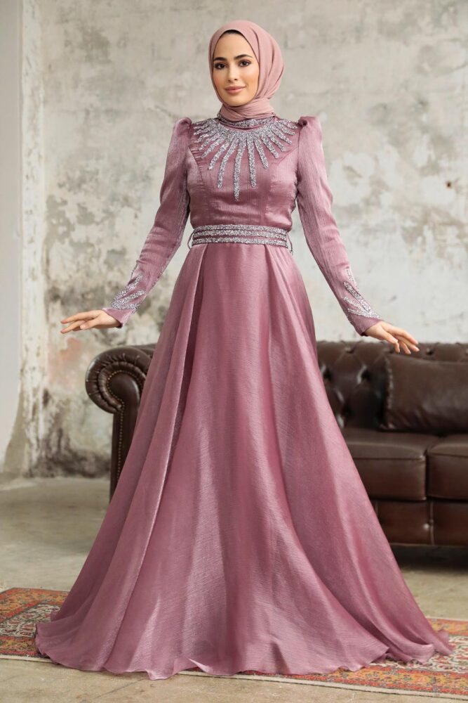 Neva Style - Luxury Dusty Rose Muslim Evening Gown 3774GK - 2
