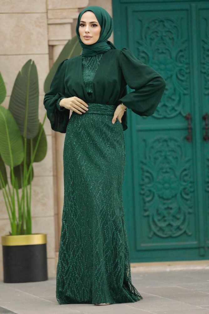 Luxury Emerald Green Islamic Clothing Evening Gown 22213ZY - 2