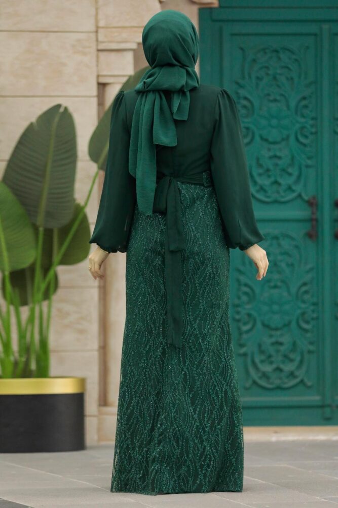 Luxury Emerald Green Islamic Clothing Evening Gown 22213ZY - 4