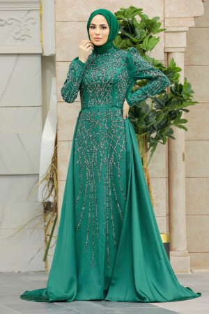 Luxury Emerald Green Muslim Bridal Dress 42081ZY - 1