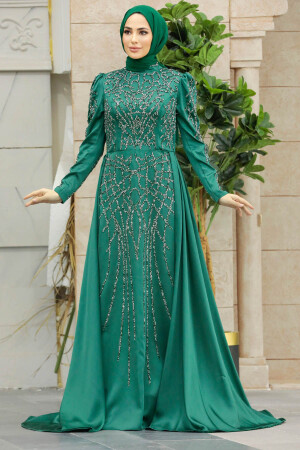 Luxury Emerald Green Muslim Bridal Dress 42081ZY - 2