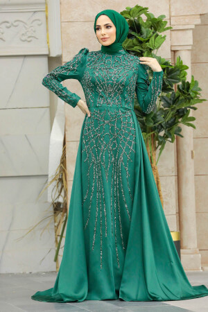 Luxury Emerald Green Muslim Bridal Dress 42081ZY - 3