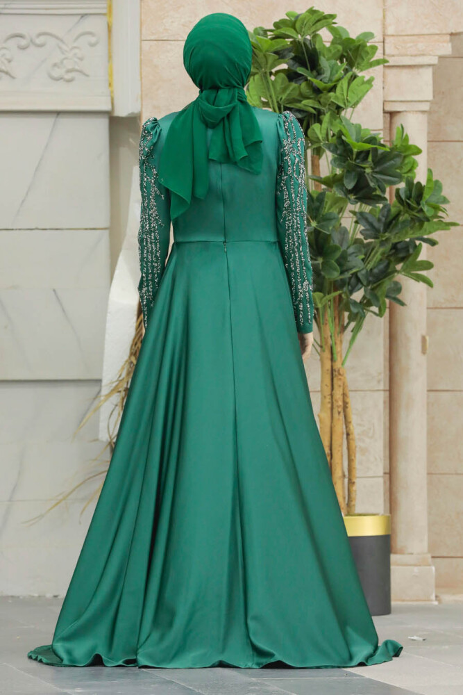 Luxury Emerald Green Muslim Bridal Dress 42081ZY - 4