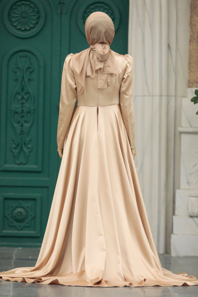 Luxury Gold Hijab Wedding Dress 23221GOLD - 4