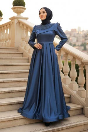 Neva Style - Luxury İndigo Blue Islamic Dress 22351IM - 1