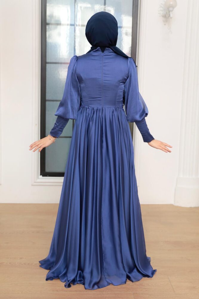 Neva Style - Luxury İndigo Blue Modest Prom Dress 22101IM - 4
