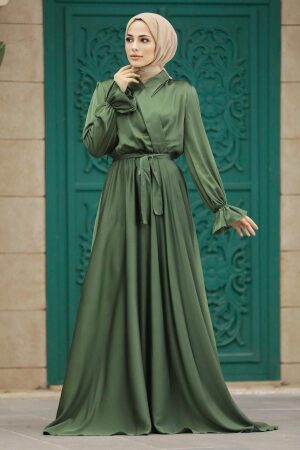 Luxury Khaki Modest Islamic Clothing Wedding Dress 39192HK - 2