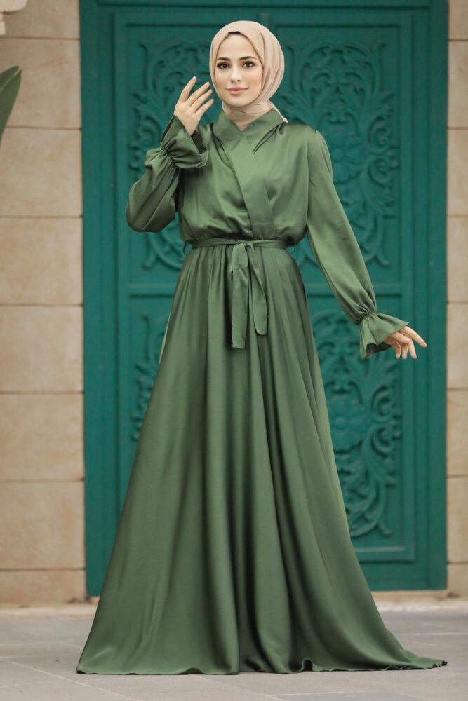 Luxury Khaki Modest Islamic Clothing Wedding Dress 39192HK - 3