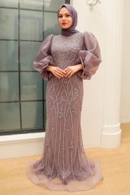 Neva Style - Luxury Lila Hijab Prom Dress 8321LILA - Thumbnail