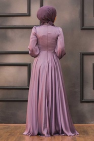 Neva Style - Luxury Lila Islamic Clothing Evening Dress 22150LILA - Thumbnail