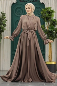 Neva Style - Luxury Mink Modest Islamic Clothing Wedding Dress 39192V - Thumbnail
