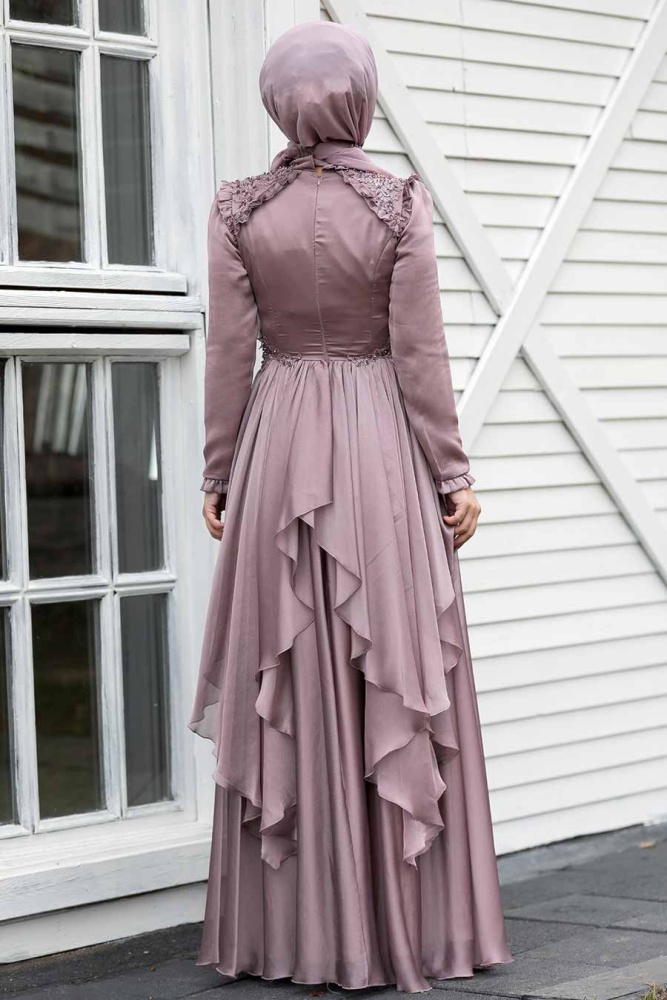 Neva Style -Luxury Mink Muslim Long Sleeve Dress 21850V - 4