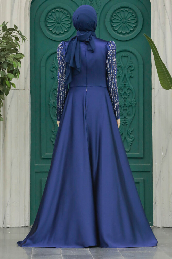 Luxury Navy Blue Muslim Bridal Dress 42081L - 6