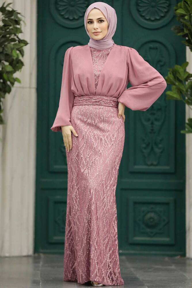Luxury Powder Pink Islamic Clothing Evening Gown 22213PD - 2
