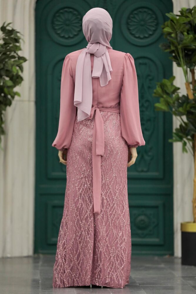 Luxury Powder Pink Islamic Clothing Evening Gown 22213PD - 3