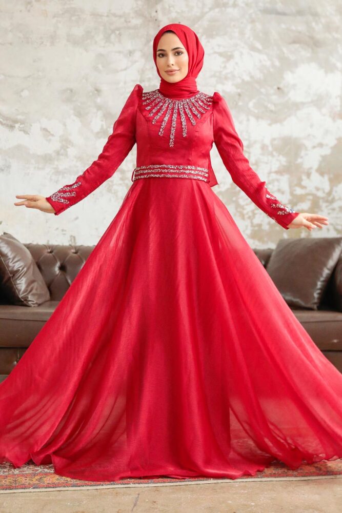 Neva Style - Luxury Red Muslim Evening Gown 3774K - 3