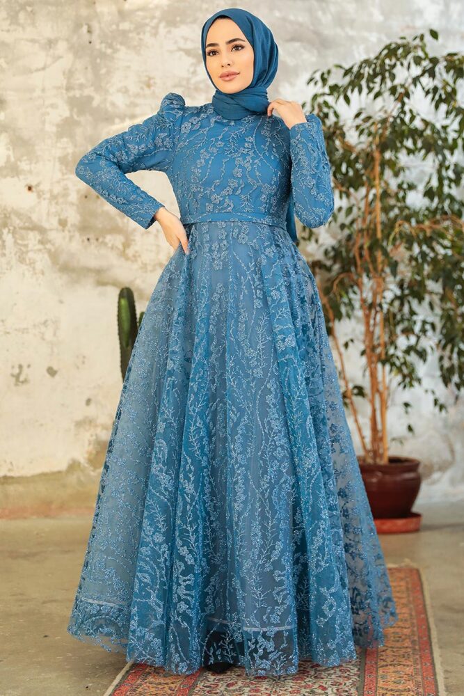 Neva Style - Luxury Smoke Color Muslim Wedding Dress 22780IM - 2