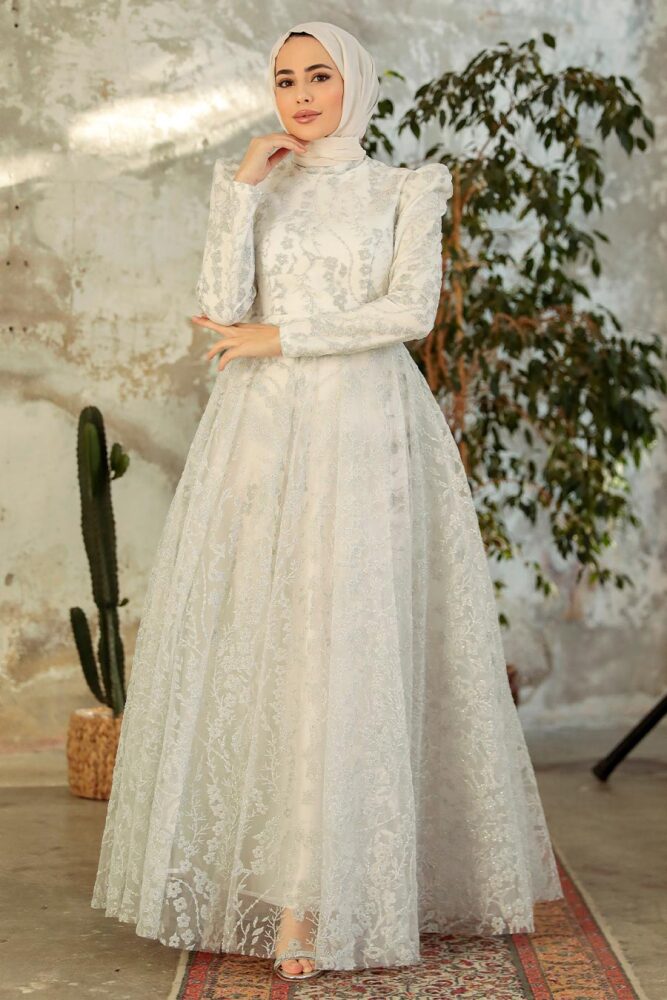 Neva Style - Luxury White Muslim Wedding Dress 22780B - 2