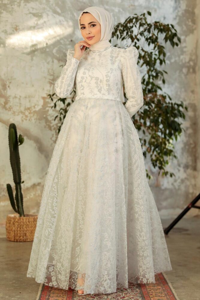 Neva Style - Luxury White Muslim Wedding Dress 22780B - 3