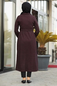 Neva Style - Mahogany Hijab Coat 1168BR - Thumbnail