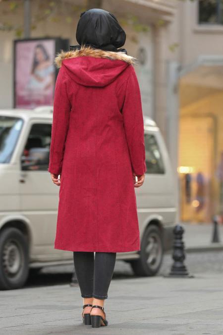 Neva Style - Mahogany Hijab Coat 90240BR - 2