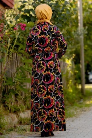 Neva Style - Mahogany Hijab Dress 15491BR - Thumbnail