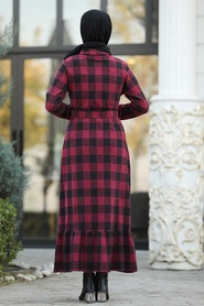Neva Style - Mahogany Hijab Dress 80361BR - Thumbnail
