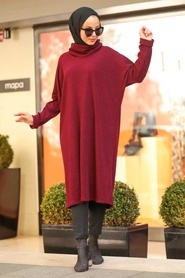 Neva Style - Mahogany Hijab Knitwear Tunic 12011BR - Thumbnail