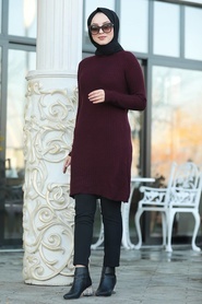 Neva Style - Mahogany Hijab Knitwear Tunic 20091BR - Thumbnail