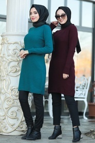 Neva Style - Mahogany Hijab Knitwear Tunic 20091BR - Thumbnail